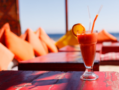 Fresh strawberry smoothie served in a glass, perfect for a juice retreat
