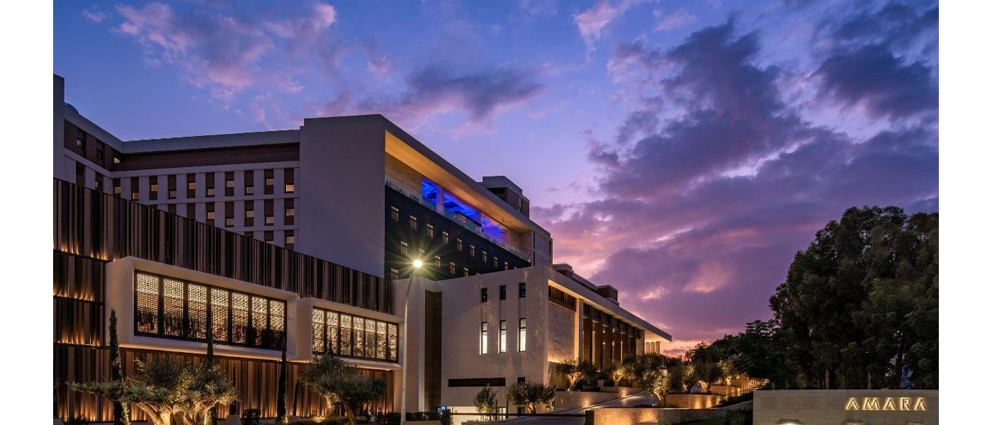 Entrance to AMARA as the sky darkens overhead