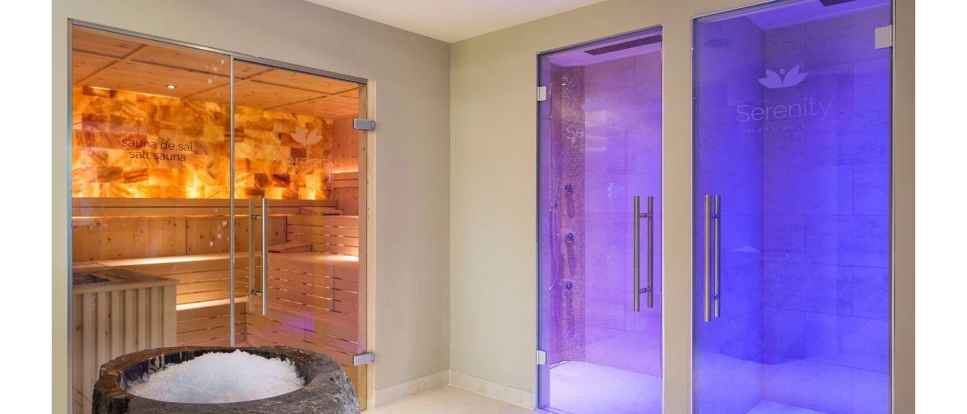 Sauna and snow showers at Serenity Spa at Pine Cliffs Resort