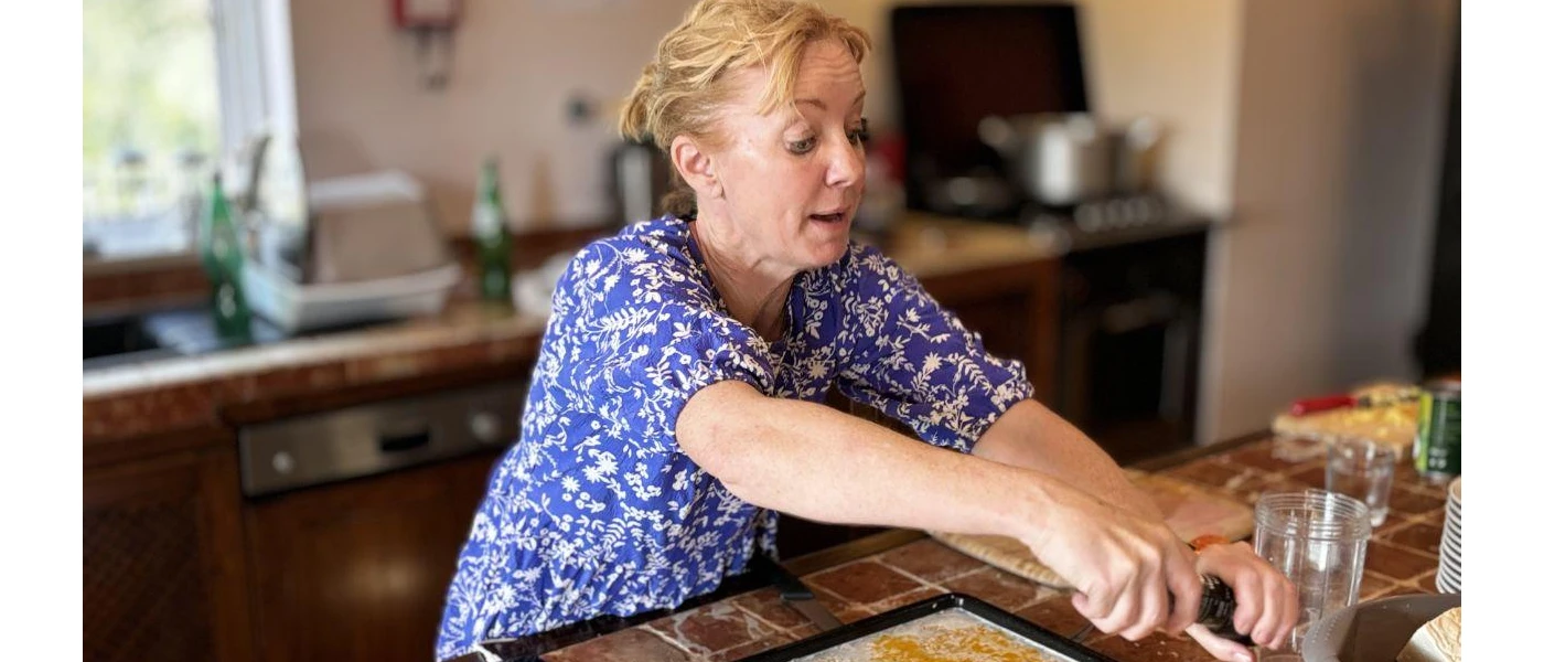 One of the Gavin sisters, hosts of The Detox Barn in the kitchen