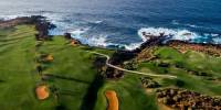 Golf course at Hacienda del Conde Stunning aerial view of the golf course with sea at distance