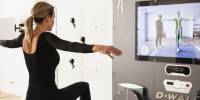 Female having her postural analysis done by using a hi-tech machine 