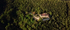 Historic building surrounded by forest 