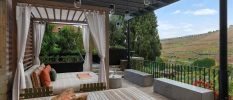 Room outdoor terrace with furniture and views of the vineyards